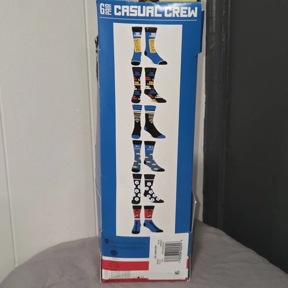 Ted Lasso 6 Pair Casual Crew Socks Size 8-12 Diamond Dogs Be a Goldfish Believe